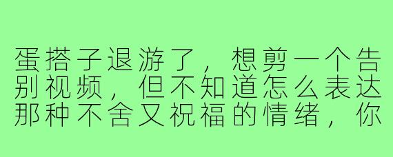 蛋搭子退游了,想剪一个告别视频,但不知道怎么表达那种不舍又祝福的情绪,你有什么建议吗?