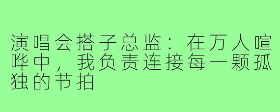 演唱会搭子总监:在万人喧哗中,我负责连接每一颗孤独的节拍