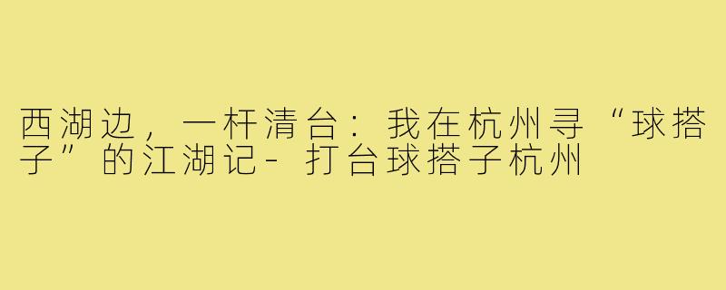 西湖边,一杆清台:我在杭州寻“球搭子”的江湖记-打台球搭子杭州