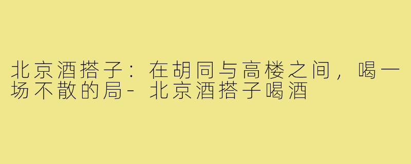 北京酒搭子:在胡同与高楼之间,喝一场不散的局-北京酒搭子喝酒