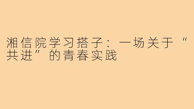 湘信院学习搭子:一场关于“共进”的青春实践