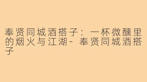 奉贤同城酒搭子:一杯微醺里的烟火与江湖-奉贤同城酒搭子