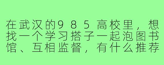 在武汉的985高校里，想找一个学习搭子一起泡图书馆、互相监督，有什么推荐的渠道或方法吗？