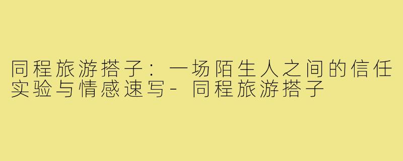 同程旅游搭子：一场陌生人之间的信任实验与情感速写-同程旅游搭子