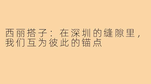 西丽搭子:在深圳的缝隙里,我们互为彼此的锚点