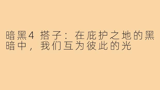 暗黑4搭子:在庇护之地的黑暗中,我们互为彼此的光