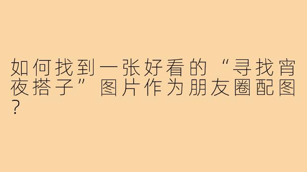 如何找到一张好看的“寻找宵夜搭子”图片作为朋友圈配图?