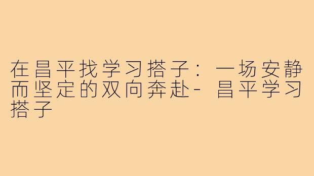 在昌平找学习搭子：一场安静而坚定的双向奔赴-昌平学习搭子