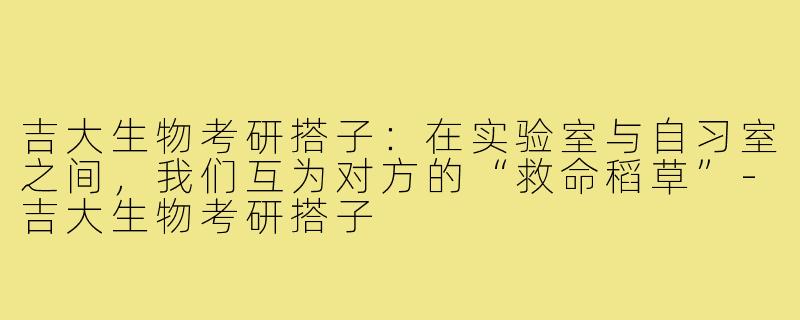 吉大生物考研搭子：在实验室与自习室之间，我们互为对方的“救命稻草”-吉大生物考研搭子