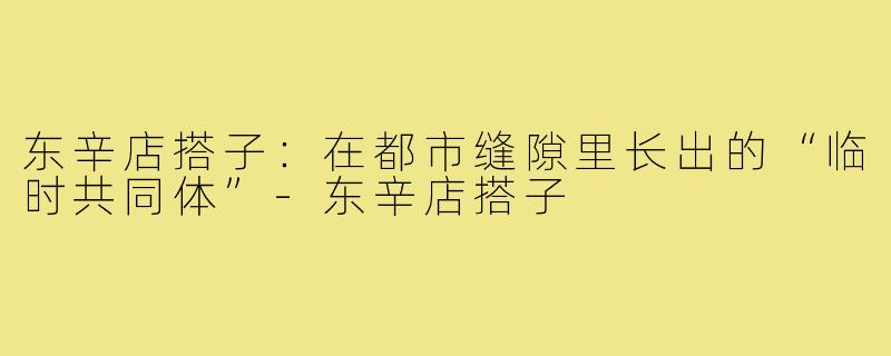东辛店搭子：在都市缝隙里长出的“临时共同体”-东辛店搭子
