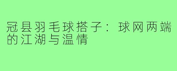 冠县羽毛球搭子:球网两端的江湖与温情