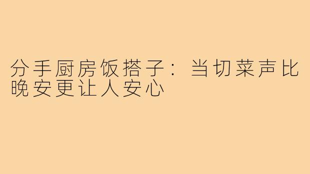 分手厨房饭搭子：当切菜声比晚安更让人安心