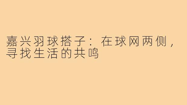 嘉兴羽球搭子:在球网两侧,寻找生活的共鸣