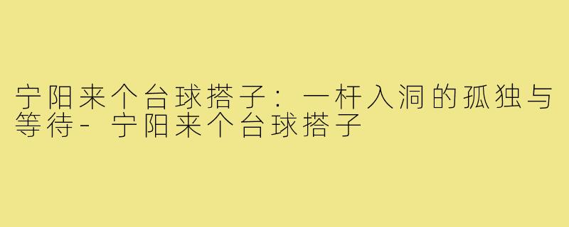 宁阳来个台球搭子：一杆入洞的孤独与等待-宁阳来个台球搭子