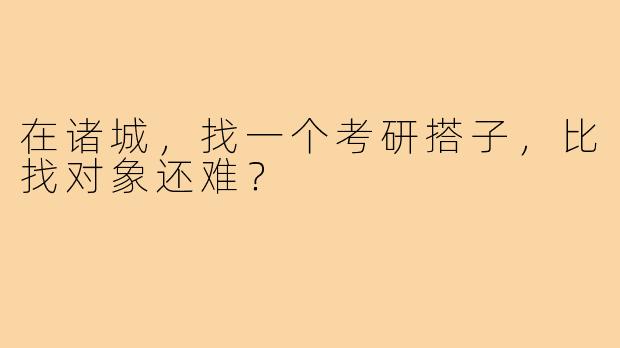在诸城,找一个考研搭子,比找对象还难?