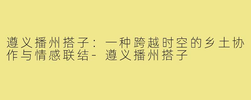 遵义播州搭子：一种跨越时空的乡土协作与情感联结-遵义播州搭子