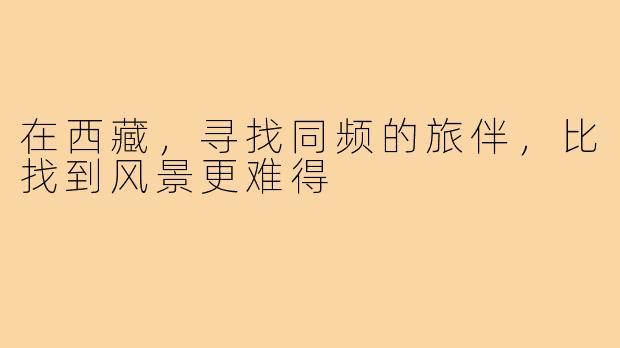 在西藏,寻找同频的旅伴,比找到风景更难得