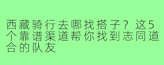 西藏骑行去哪找搭子?这5个靠谱渠道帮你找到志同道合的队友