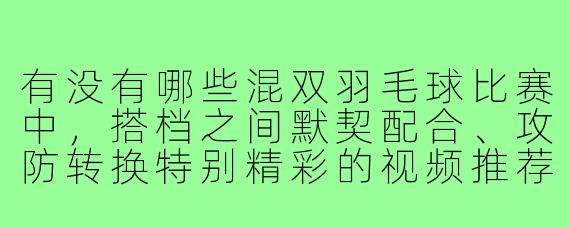 有没有哪些混双羽毛球比赛中，搭档之间默契配合、攻防转换特别精彩的视频推荐？