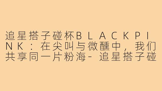 追星搭子碰杯BLACKPINK:在尖叫与微醺中,我们共享同一片粉海-追星搭子碰杯blackpink