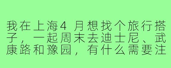 我在上海4月想找个旅行搭子,一起周末去迪士尼、武康路和豫园,有什么需要注意的吗?
