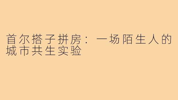 首尔搭子拼房:一场陌生人的城市共生实验