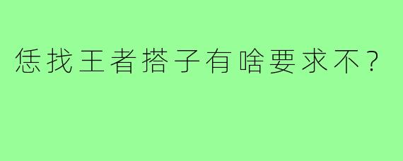 恁找王者搭子有啥要求不?