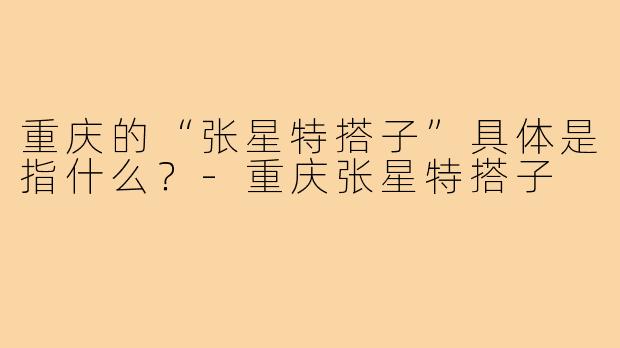 重庆的“张星特搭子”具体是指什么?-重庆张星特搭子
