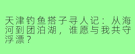 天津钓鱼搭子寻人记:从海河到团泊湖,谁愿与我共守浮漂?