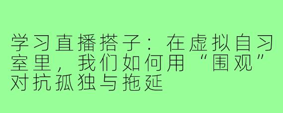 学习直播搭子:在虚拟自习室里,我们如何用“围观”对抗孤独与拖延