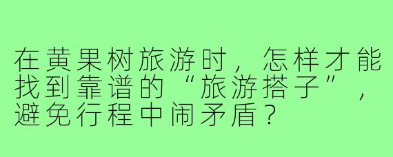 在黄果树旅游时，怎样才能找到靠谱的“旅游搭子”，避免行程中闹矛盾？