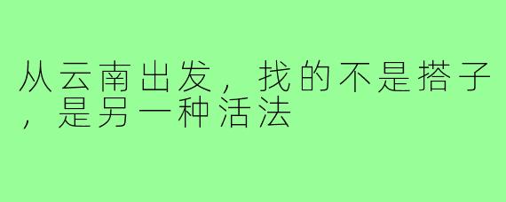 从云南出发,找的不是搭子,是另一种活法