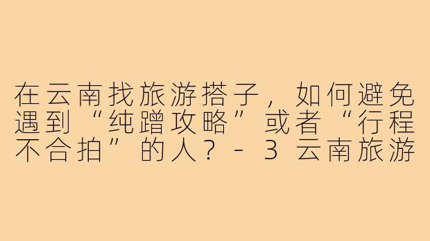 在云南找旅游搭子,如何避免遇到“纯蹭攻略”或者“行程不合拍”的人?-3云南旅游搭子