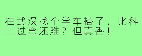在武汉找个学车搭子，比科二过弯还难？但真香！