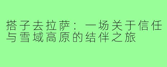 搭子去拉萨：一场关于信任与雪域高原的结伴之旅