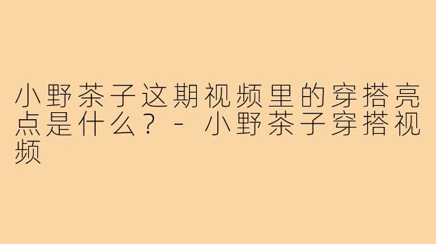 小野茶子这期视频里的穿搭亮点是什么？-小野茶子穿搭视频