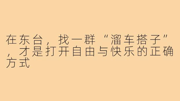 在东台，找一群“溜车搭子”，才是打开自由与快乐的正确方式