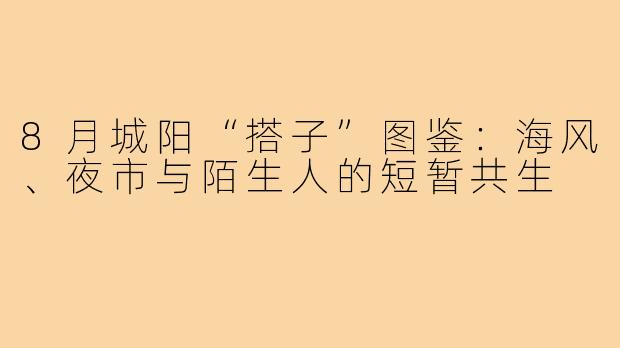 8月城阳“搭子”图鉴：海风、夜市与陌生人的短暂共生