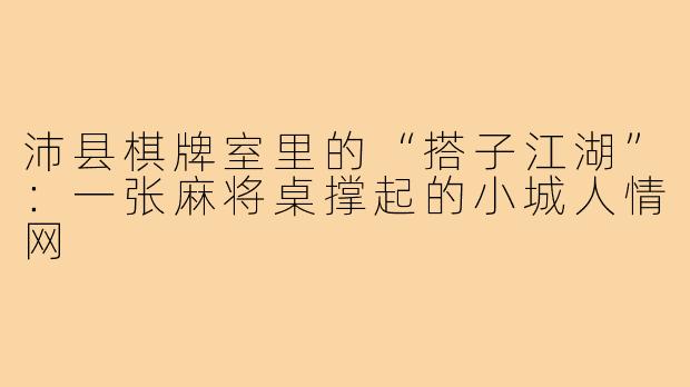 沛县棋牌室里的“搭子江湖”:一张麻将桌撑起的小城人情网
