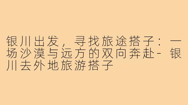 银川出发，寻找旅途搭子：一场沙漠与远方的双向奔赴-银川去外地旅游搭子