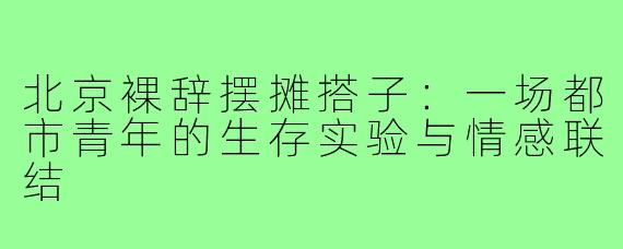 北京裸辞摆摊搭子:一场都市青年的生存实验与情感联结