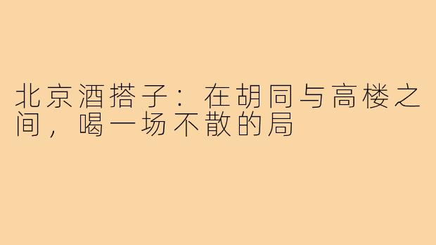 北京酒搭子:在胡同与高楼之间,喝一场不散的局