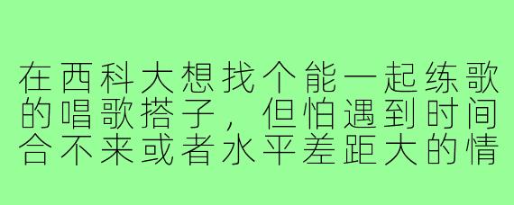 在西科大想找个能一起练歌的唱歌搭子，但怕遇到时间合不来或者水平差距大的情况，该怎么快速筛选到合适的搭子？