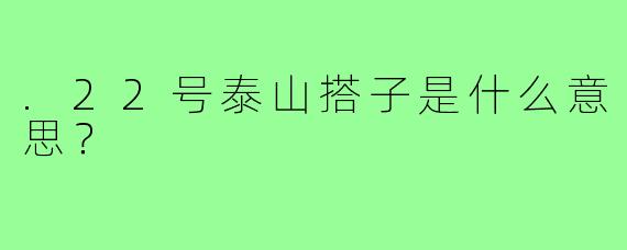 .22号泰山搭子是什么意思？