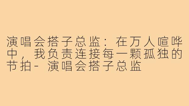 演唱会搭子总监:在万人喧哗中,我负责连接每一颗孤独的节拍-演唱会搭子总监