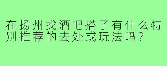 在扬州找酒吧搭子有什么特别推荐的去处或玩法吗?