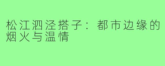 松江泗泾搭子：都市边缘的烟火与温情