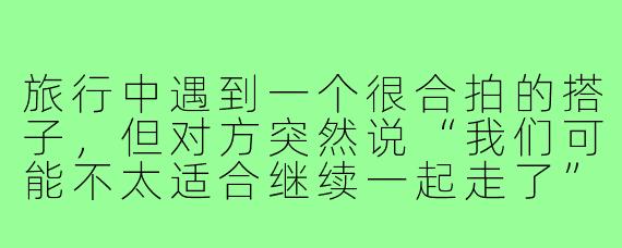旅行中遇到一个很合拍的搭子,但对方突然说“我们可能不太适合继续一起走了”,这时候该怎么回应才能既不尴尬又保留体面?