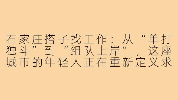 石家庄搭子找工作:从“单打独斗”到“组队上岸”,这座城市的年轻人正在重新定义求职