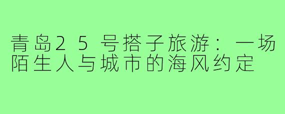 青岛25号搭子旅游:一场陌生人与城市的海风约定